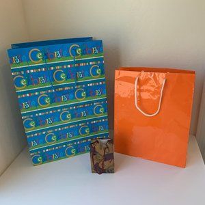 Gift Bags Set of 3 Birthday Celebrate Hearts Orange Blue 3 PC Set Assorted Sizes